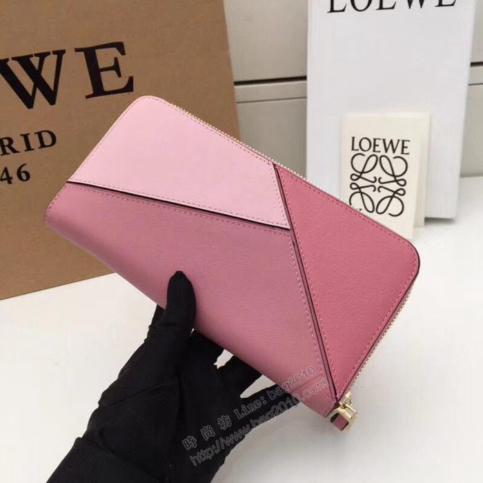 LOEWE錢包 122N89 頭層皮幾何錢包 羅意威原單長錢包  sl2053